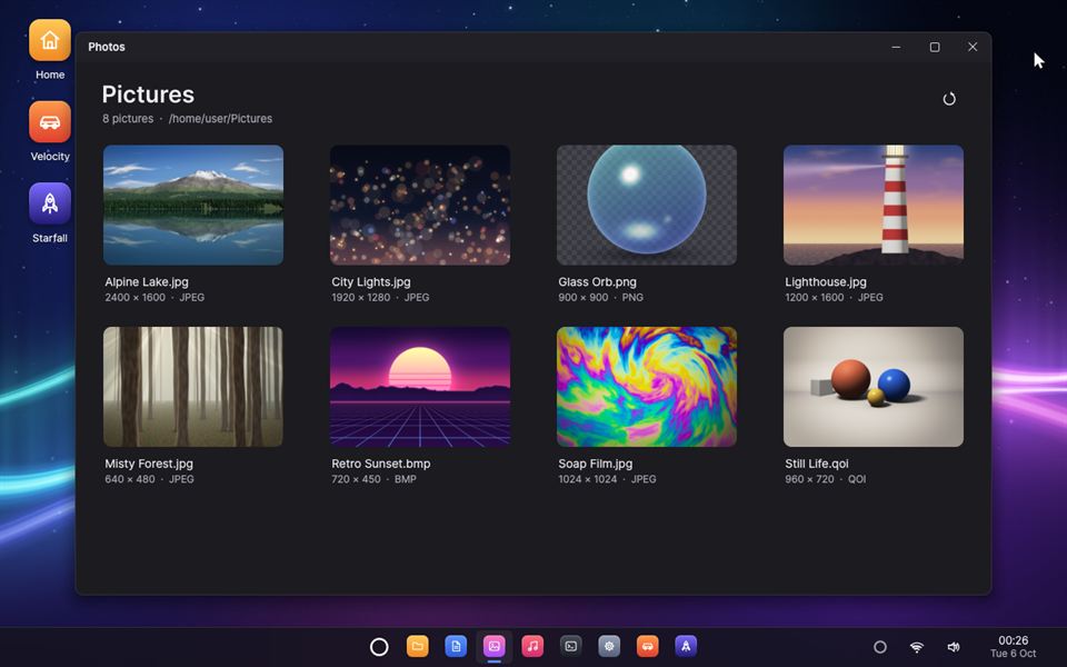 Photos showing a library of picture thumbnails